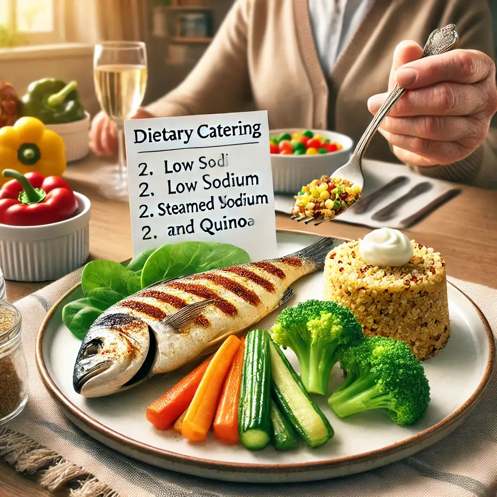 Zbilansowany posiłek dla seniorów z chorobami przewlekłymi – grillowana ryba, warzywa na parze i quinoa